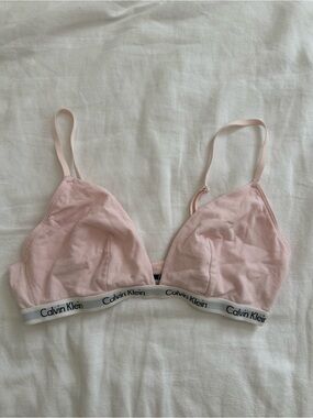Calvin Klein Pale Pink Cotton Bralette with Logo Band